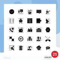 Mobile Interface Solid Glyph Set of 25 Pictograms of no money progress finance fund Editable Vector Design Elements