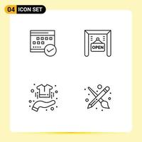 Group of 4 Filledline Flat Colors Signs and Symbols for schedule shop calendar planning hand Editable Vector Design Elements