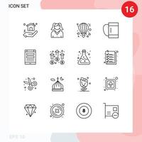 16 User Interface Outline Pack of modern Signs and Symbols of smartphone internet hot connection duffle Editable Vector Design Elements