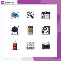 Universal Icon Symbols Group of 9 Modern Filledline Flat Colors of mobile disabled application document student graduation Editable Vector Design Elements