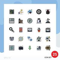 25 Thematic Vector Filled line Flat Colors and Editable Symbols of bag preferences finance options error Editable Vector Design Elements