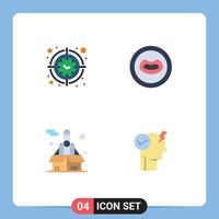 Group of 4 Modern Flat Icons Set for clock force time lips startup Editable Vector Design Elements