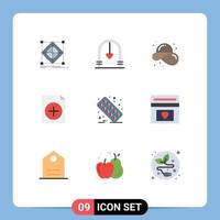 Set of 9 Modern UI Icons Symbols Signs for new add marriage summer hat Editable Vector Design Elements