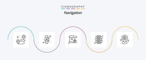 paquete de iconos de la línea de navegación 5 que incluye tráfico. luces. alfiler. mapa. viaje vector