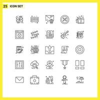 User Interface Pack of 25 Basic Lines of open box email sew clothing Editable Vector Design Elements