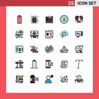 Group of 25 Filled line Flat Colors Signs and Symbols for emojis download symbol down library Editable Vector Design Elements