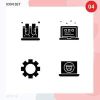 Mobile Interface Solid Glyph Set of Pictograms of chemistry gear science layout wheel Editable Vector Design Elements