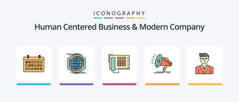 Human Centered Business And Modern Company Line Filled 5 Icon Pack Including call. fax. shape. telephone. upload. Creative Icons Design vector