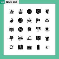 Group of 25 Solid Glyphs Signs and Symbols for touch hand package finger multimedia Editable Vector Design Elements