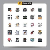Set of 25 Modern UI Icons Symbols Signs for game work contract process making Editable Vector Design Elements