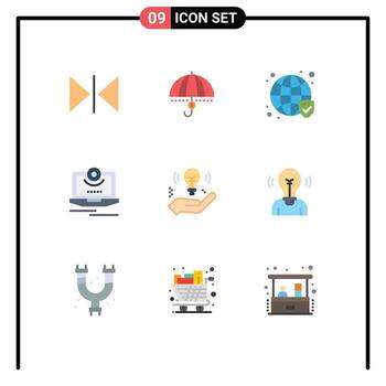 Group of 9 Modern Flat Colors Set for computer cam safety verified secure Editable Vector Design Elements