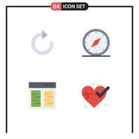 Editable Vector Line Pack of 4 Simple Flat Icons of arrow communication compass location interface Editable Vector Design Elements