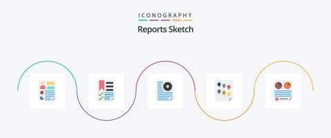 Reports Sketch Flat 5 Icon Pack Including page. data. page. report. letter vector