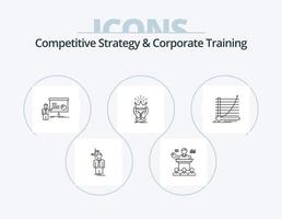 Competitive Strategy And Corporate Training Line Icon Pack 5 Icon Design. business. intent. rank. employee. business vector