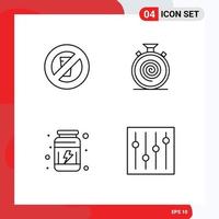 Line Pack of 4 Universal Symbols of fasting gym ramadan flow supplement Editable Vector Design Elements