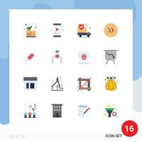 16 Universal Flat Color Signs Symbols of checkmark insurance box multimedia security Editable Pack of Creative Vector Design Elements