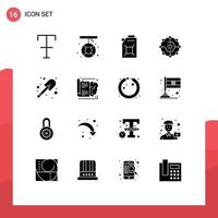 Pictogram Set of 16 Simple Solid Glyphs of firefighter share engine network computing share Editable Vector Design Elements