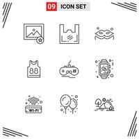 Set of 9 Vector Outlines on Grid for xbox joystick costume sport t shrit Editable Vector Design Elements