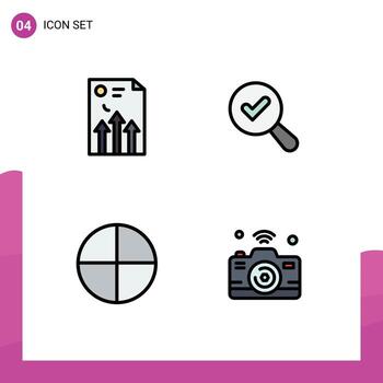 paquete de iconos de vector de stock de 4 signos y símbolos de línea para elementos de diseño de vector editables de cámara de búsqueda de gráfico de píldora de flecha