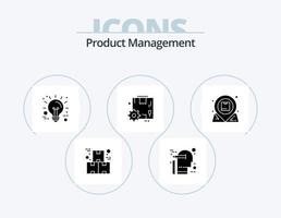 diseño de iconos del paquete de iconos de glifo de gestión de productos 5. ajustes. configuración. escala. caja. innovación vector