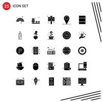 Solid Glyph Pack of 25 Universal Symbols of recreation layout board pin gps Editable Vector Design Elements