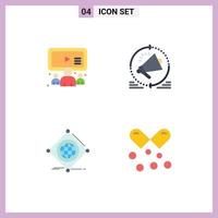 Group of 4 Modern Flat Icons Set for group iot user megaphone things Editable Vector Design Elements