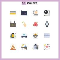 Mobile Interface Flat Color Set of 16 Pictograms of business conveyor finance bubble manufacturing Editable Pack of Creative Vector Design Elements