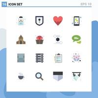 16 Thematic Vector Flat Colors and Editable Symbols of chart call location love phone Editable Pack of Creative Vector Design Elements