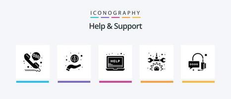 Help And Support Glyph 5 Icon Pack Including . support. service. operator. repair. Creative Icons Design vector