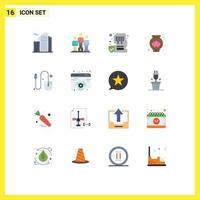 Modern Set of 16 Flat Colors Pictograph of building device office podium memory Editable Pack of Creative Vector Design Elements