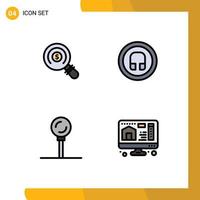 4 User Interface Filledline Flat Color Pack of modern Signs and Symbols of ecommerce food shopping basic lollipop Editable Vector Design Elements