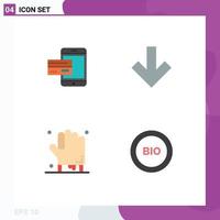 Pack of 4 Modern Flat Icons Signs and Symbols for Web Print Media such as payment down card money bloody Editable Vector Design Elements