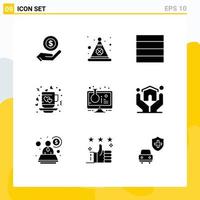 9 Creative Icons Modern Signs and Symbols of online lab flask grid love love Editable Vector Design Elements