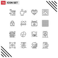 16 iconos creativos signos y símbolos modernos de invitación de bloqueo corazón sobre globo elementos de diseño vectorial editables vector