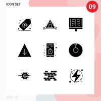 Stock Vector Icon Pack of 9 Line Signs and Symbols for mobile app radiology pyramid career Editable Vector Design Elements