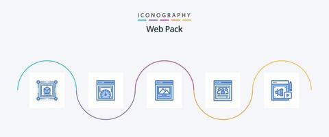 Web Pack Blue 5 Icon Pack Including loud hailer. web. interface. web team. remote team vector