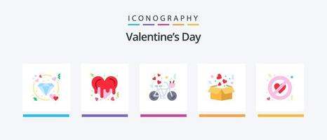 Valentines Day Flat 5 Icon Pack Including adultery. heart. bicycle. delivery. love. Creative Icons Design vector