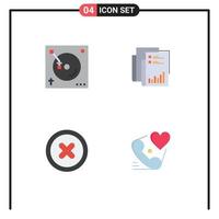 conjunto de pictogramas de 4 iconos planos simples de auditoría de sonido de marketing mixto elementos básicos de diseño de vectores editables