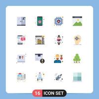 grupo de 16 signos y símbolos de colores planos para la aplicación de datos de plomero activar el paquete editable de la aplicación de elementos de diseño de vectores creativos