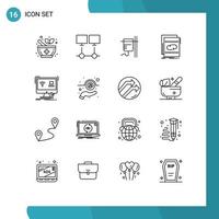 Outline Pack of 16 Universal Symbols of control mix healthcare loop audio Editable Vector Design Elements