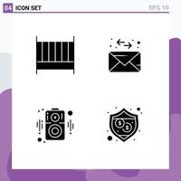 Mobile Interface Solid Glyph Set of Pictograms of bed speaker interior message security Editable Vector Design Elements