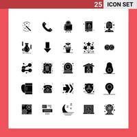 Mobile Interface Solid Glyph Set of 25 Pictograms of director business cyber book baking Editable Vector Design Elements