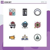 9 Creative Icons Modern Signs and Symbols of network server shop digital life jewelry Editable Vector Design Elements