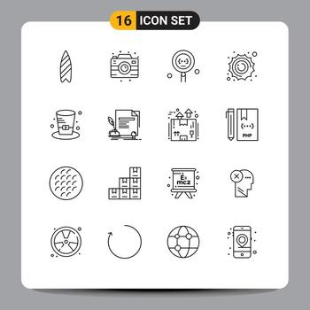16 iconos creativos signos y símbolos modernos de cap planet codificación astronomía búsqueda elementos de diseño vectorial editables vector