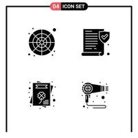 Pictogram Set of 4 Simple Solid Glyphs of catalog greeting card color wheel paper dryer Editable Vector Design Elements