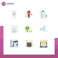 Universal Icon Symbols Group of 9 Modern Flat Colors of bench cook check chef hat cafe Editable Vector Design Elements