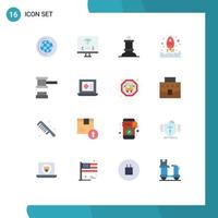 Pack of 16 creative Flat Colors of education chess coding development launching Editable Pack of Creative Vector Design Elements