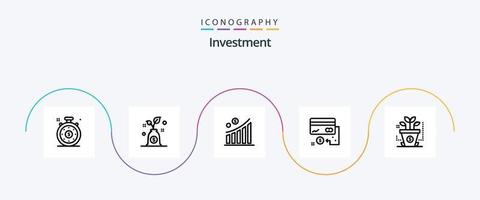 paquete de iconos de la línea de inversión 5 que incluye el inicio. Finanzas. dinero. marketing. crédito vector