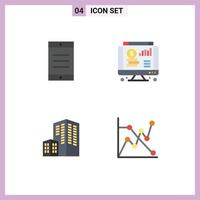 Flat Icon Pack of 4 Universal Symbols of mobile construction dollar chart chart Editable Vector Design Elements