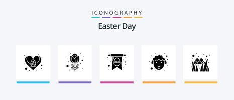 paquete de iconos de glifo de pascua 5 que incluye vacaciones. huevo. tarjeta. oveja. Pascua de Resurrección. diseño de iconos creativos vector